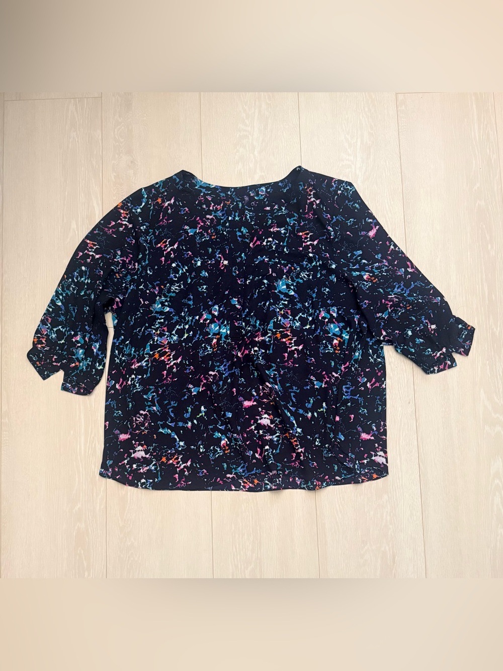 NYDJ Navy Floral Splash 3/4 Sleeve Blouse